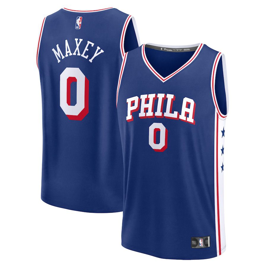 Men Philadelphia 76ers #0 Tyrese Maxey Fanatics Branded Royal Icon Edition 2023-24 Fast Break Replica NBA Jersey